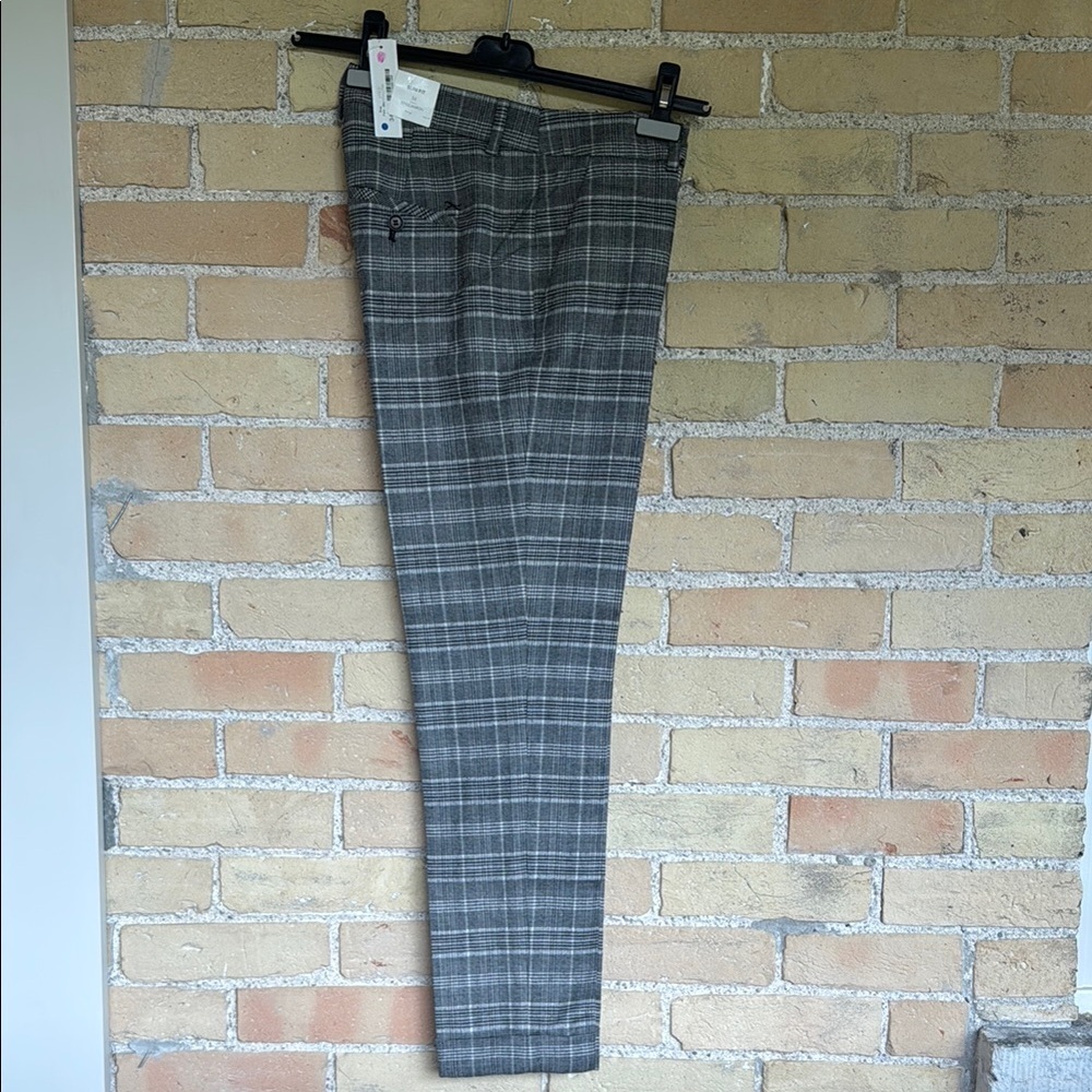 NWT Brax Maron Slim Fit Black Checkered Dress Pants